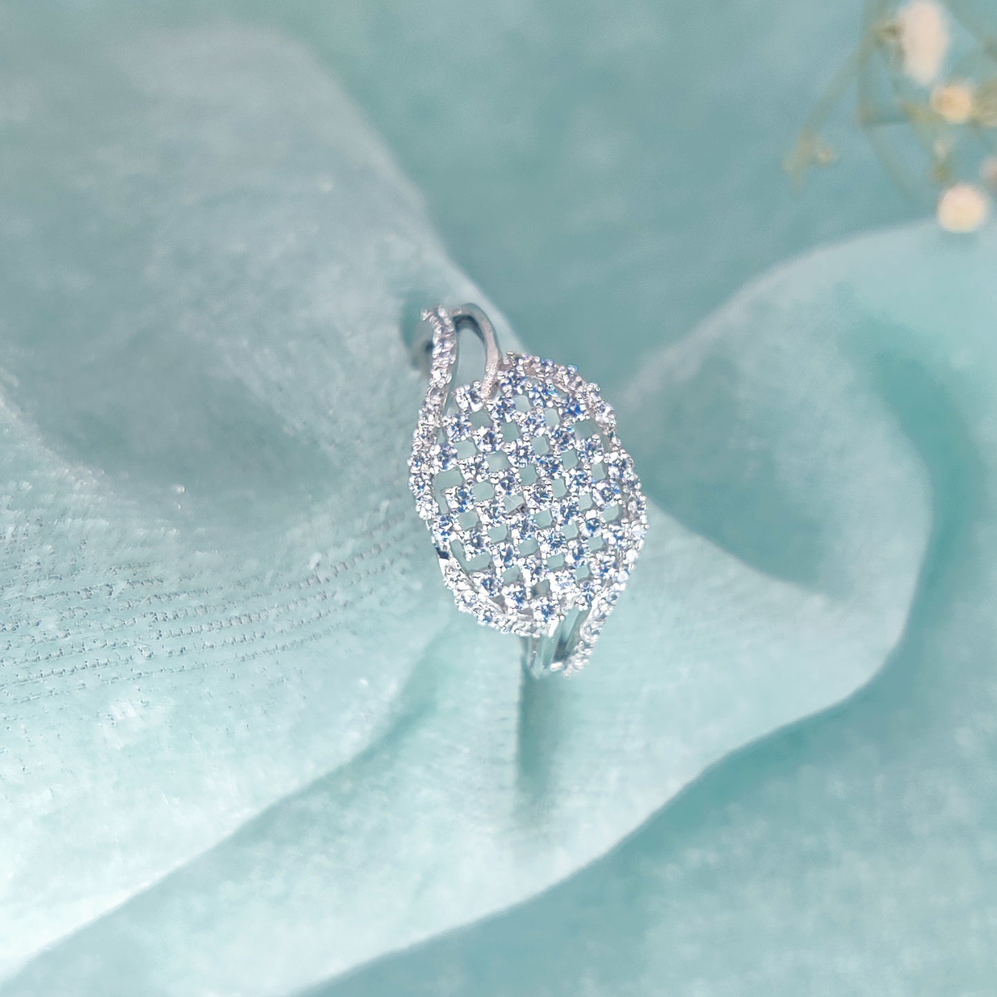 Glimmer Veil Silver Ring