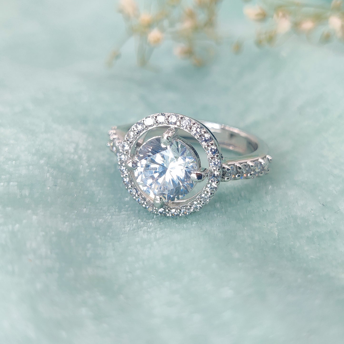 Radiant Halo Solitaire Ring