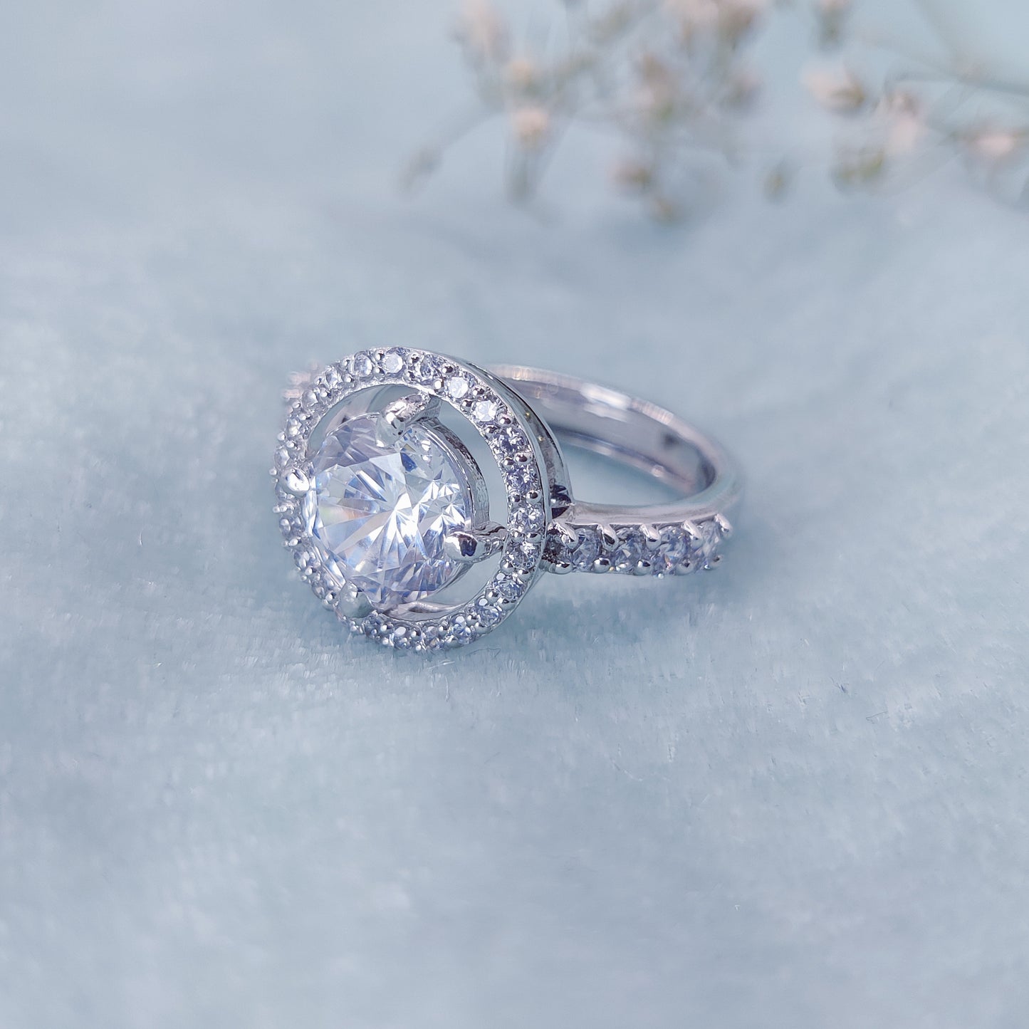 Radiant Halo Solitaire Ring