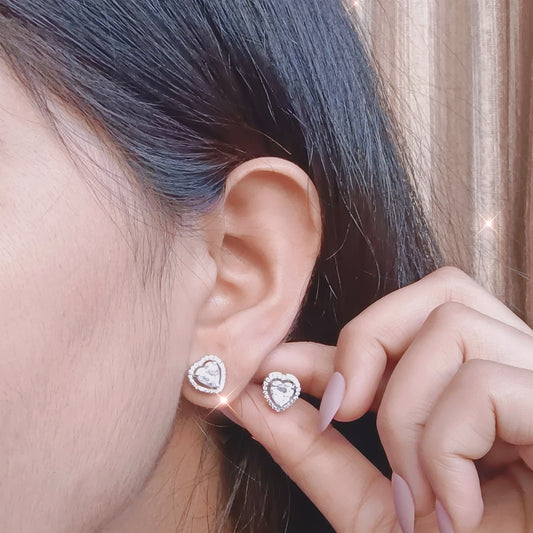 Luminous Heart Stud Earrings