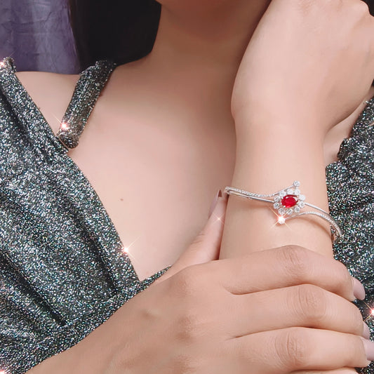 Radiant Ruby Blossom Italian  Bracelet