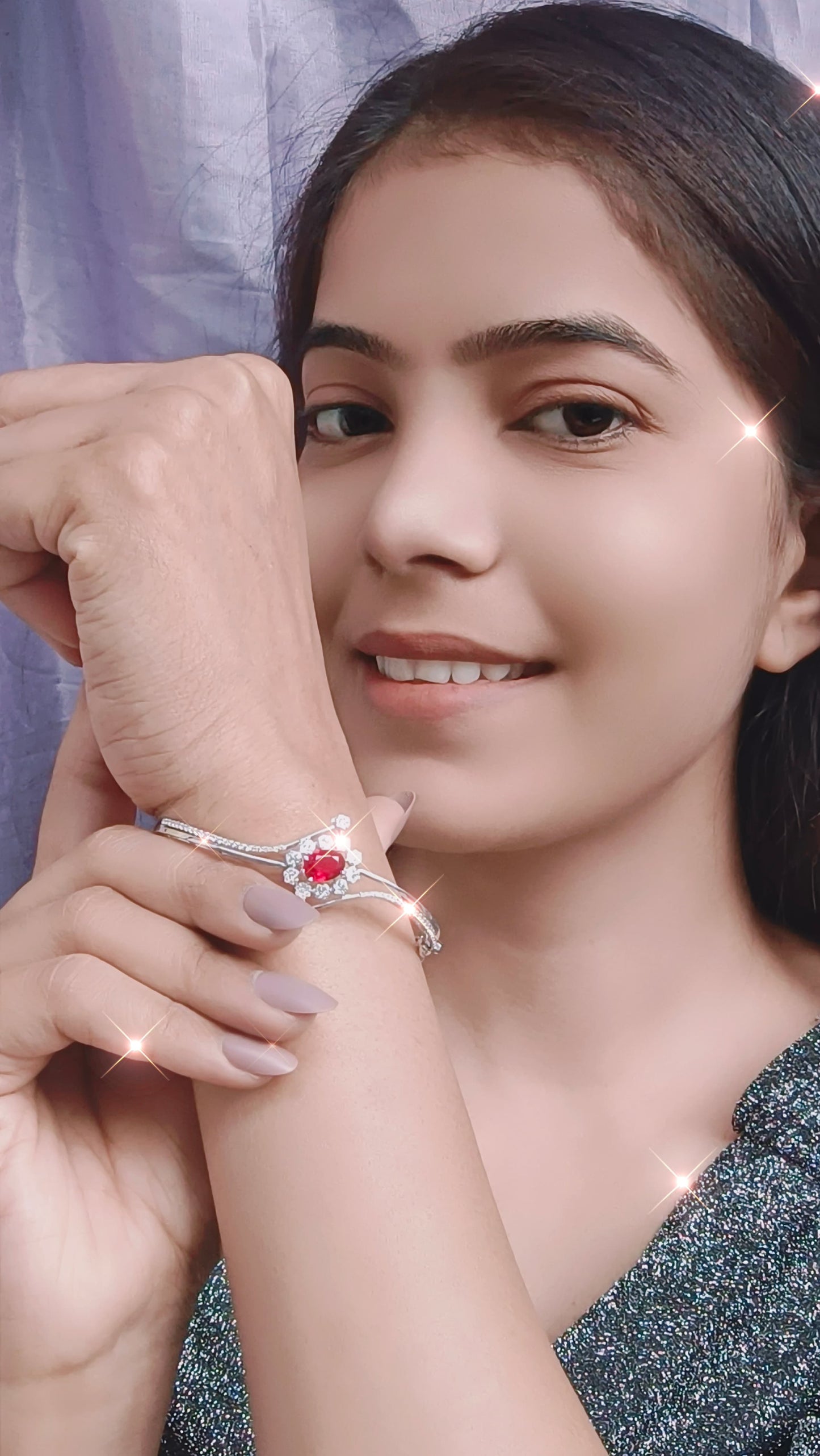 Radiant Ruby Blossom Italian  Bracelet