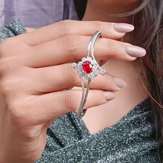 Radiant Ruby Blossom Italian  Bracelet