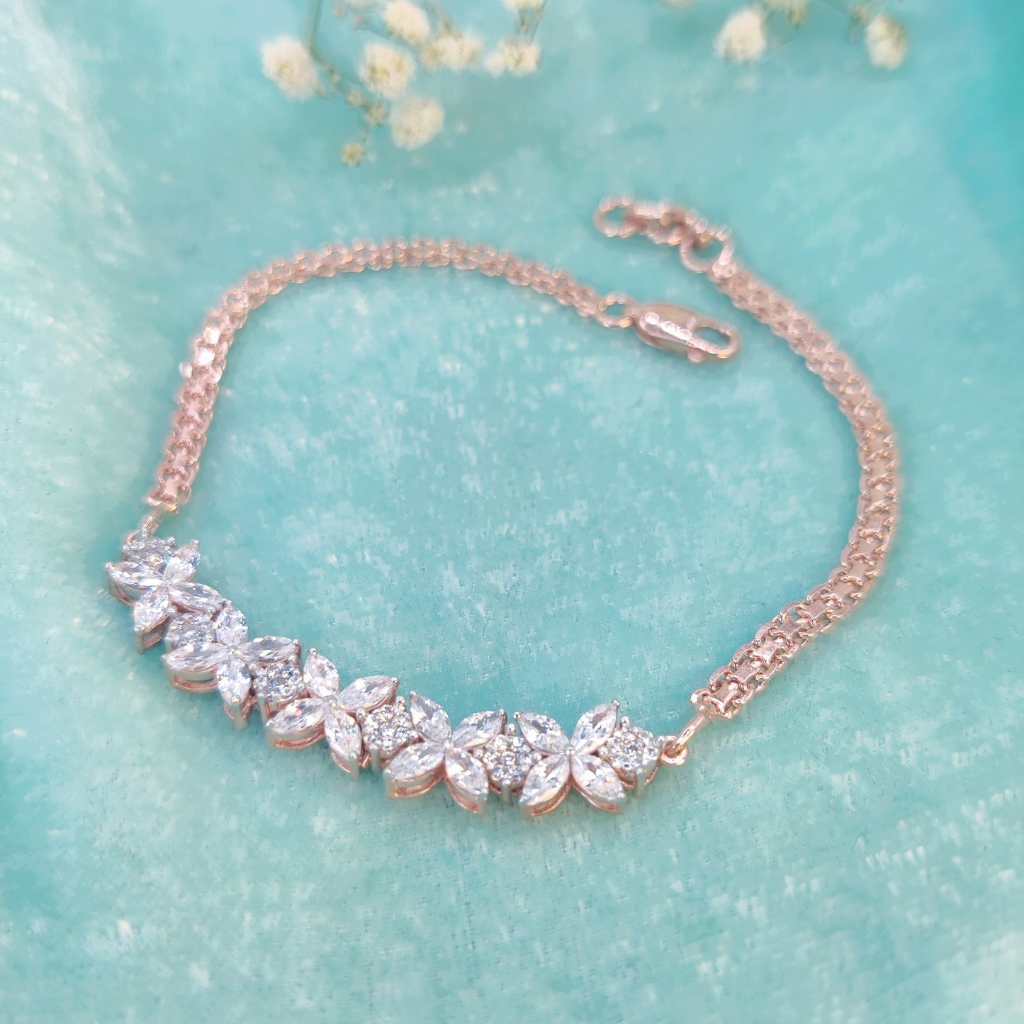 Sparkling Flower Charm Bracelet