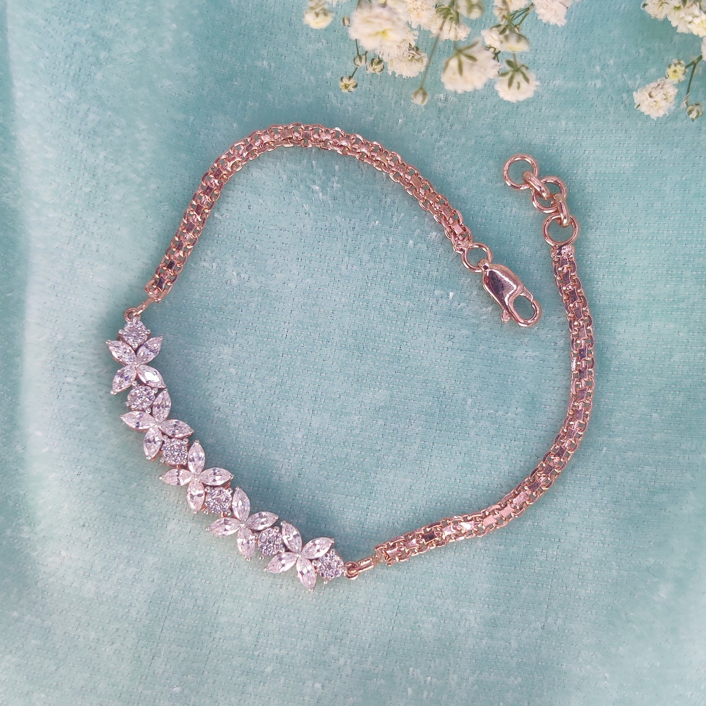 Sparkling Flower Charm Bracelet