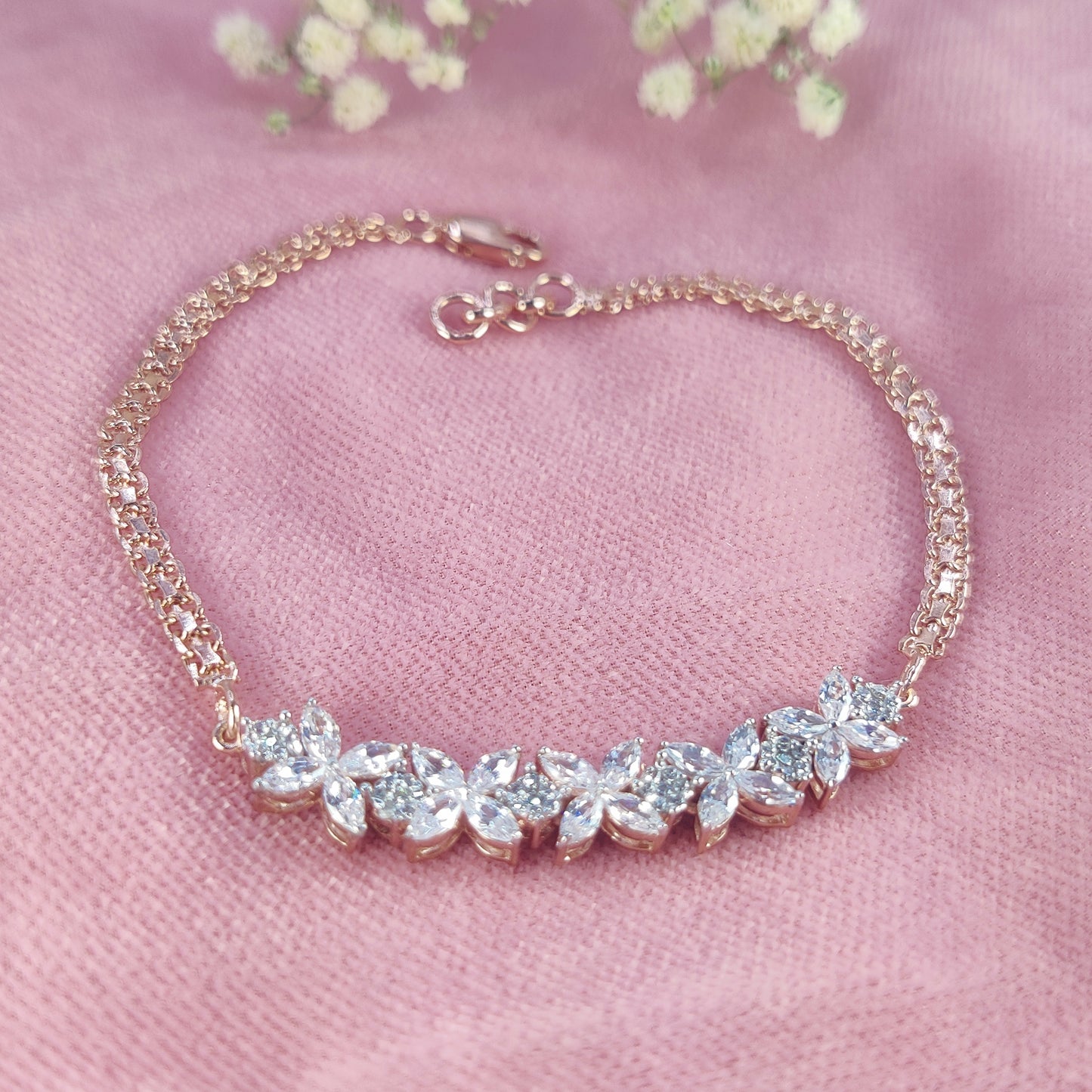 Sparkling Flower Charm Bracelet