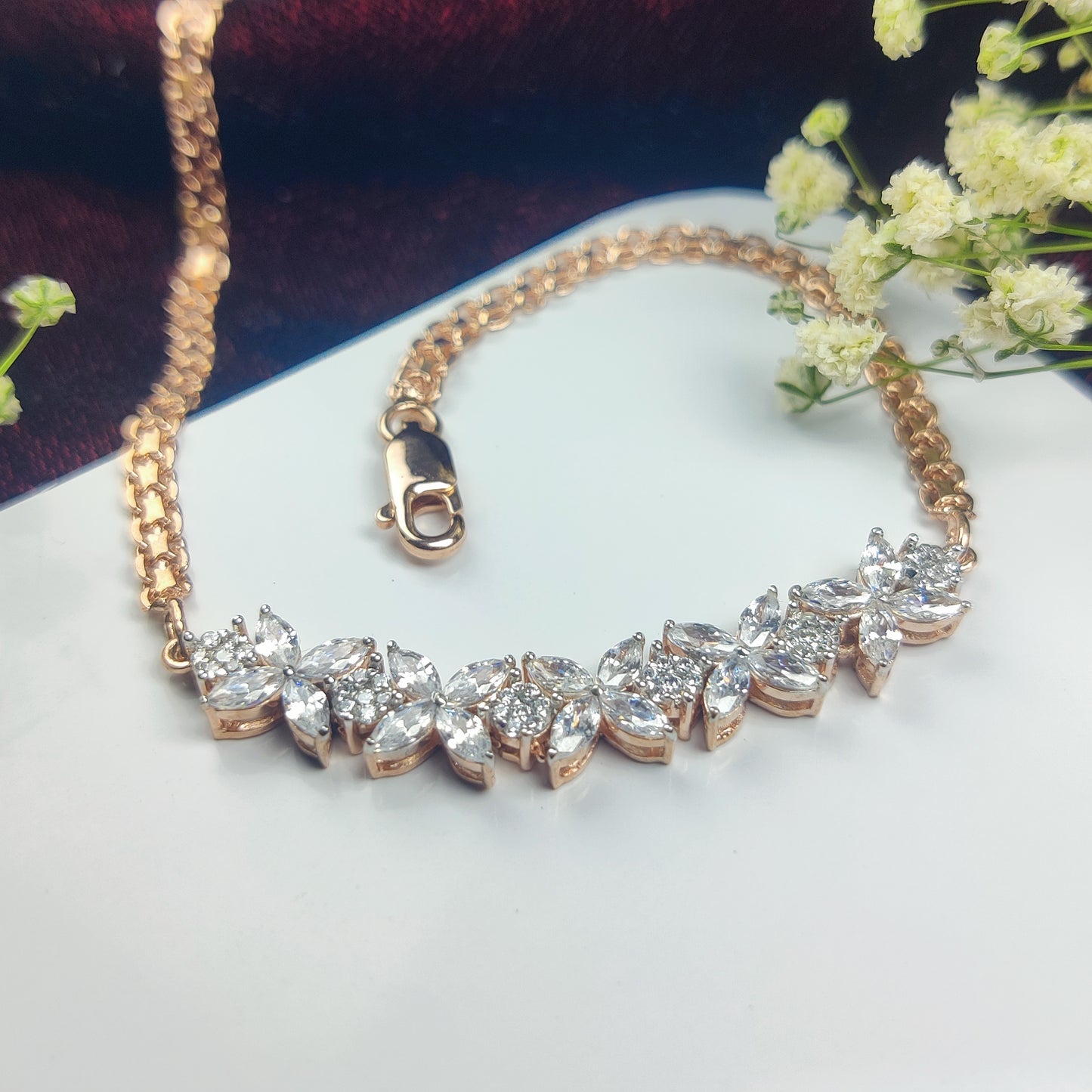 Sparkling Flower Charm Bracelet