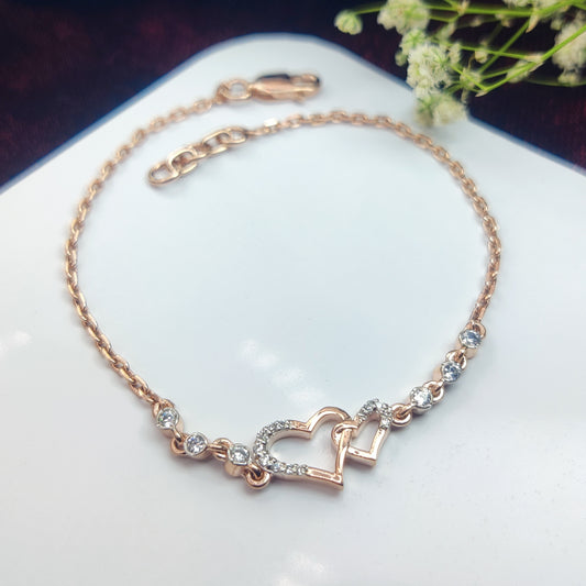 Double Delicate Heart Charm Bracelet