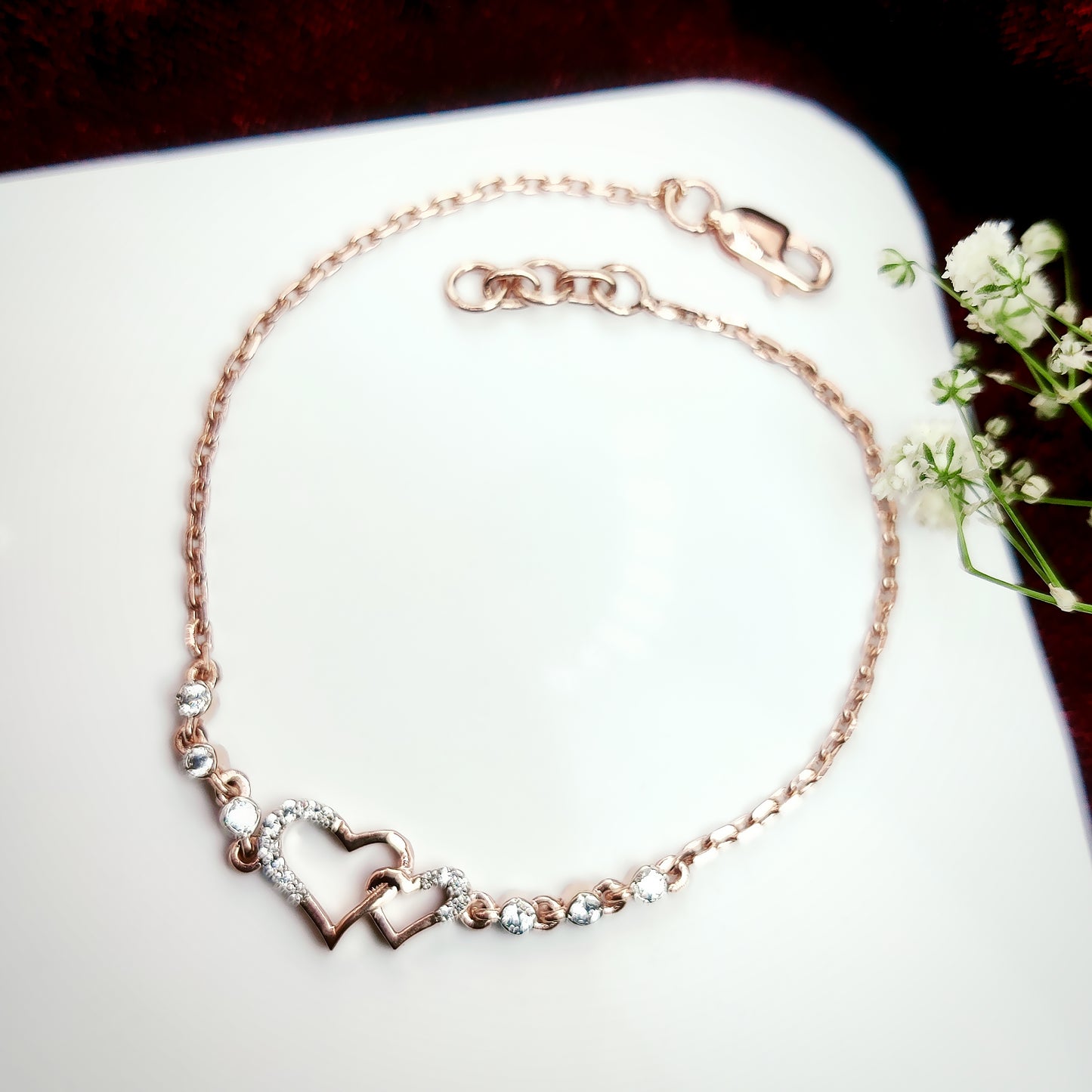 Double Delicate Heart Charm Bracelet