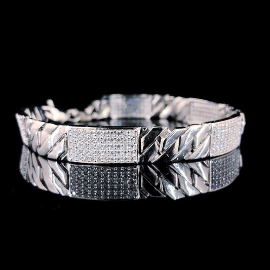 Cross Link Dazzling CZ-Stone Bracelet