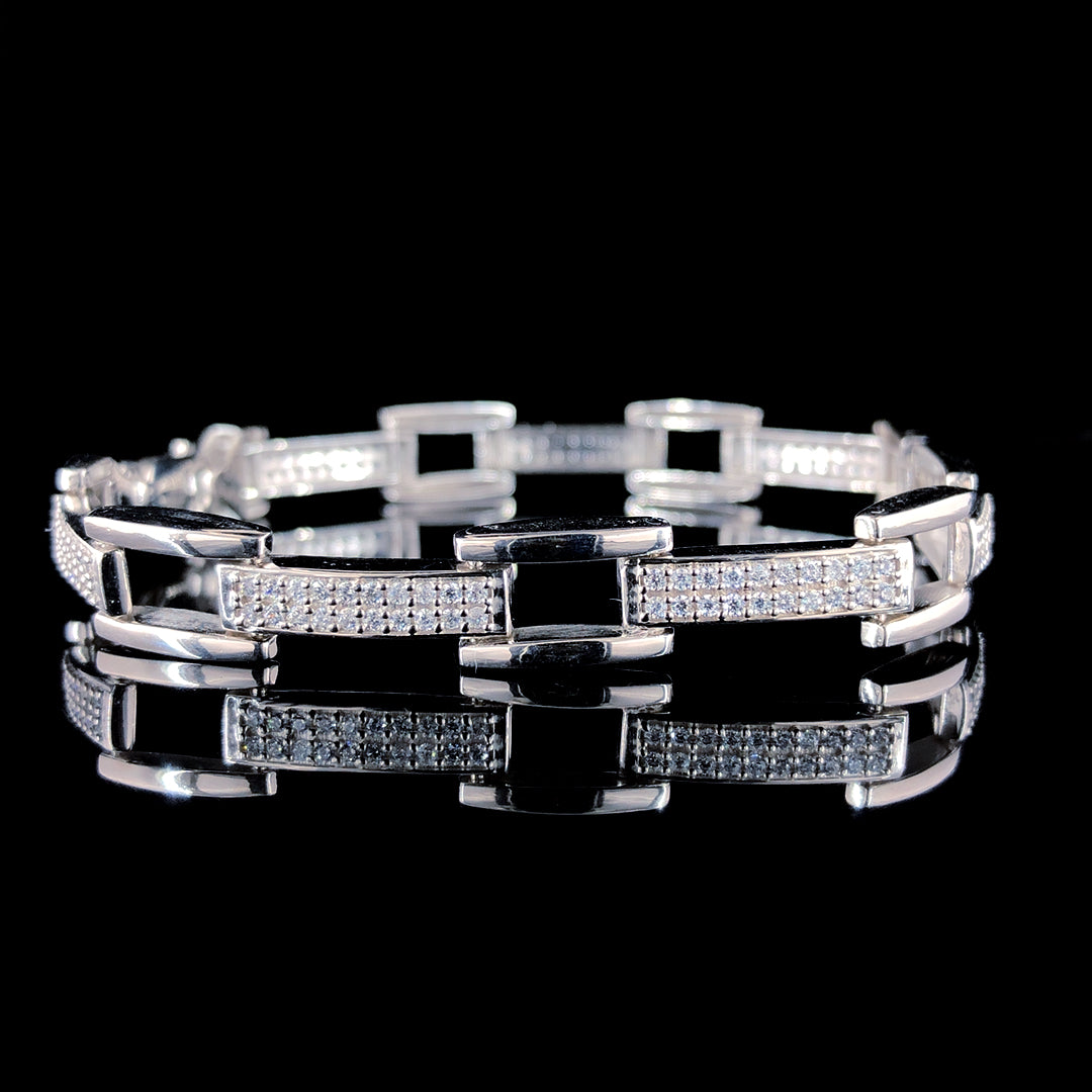 Artisanal Finish CZ-Stone Encrusted Bracelet