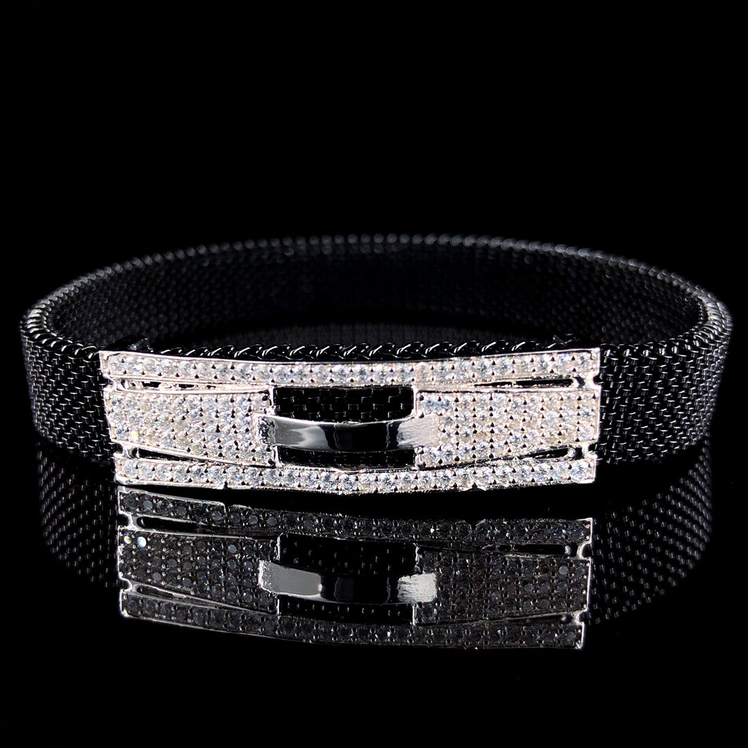 Urban Chic Diamond Design Silver Bracelet (Unisex)