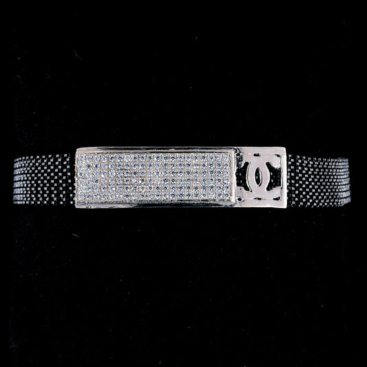 Crystal Studded Silver Bracelet