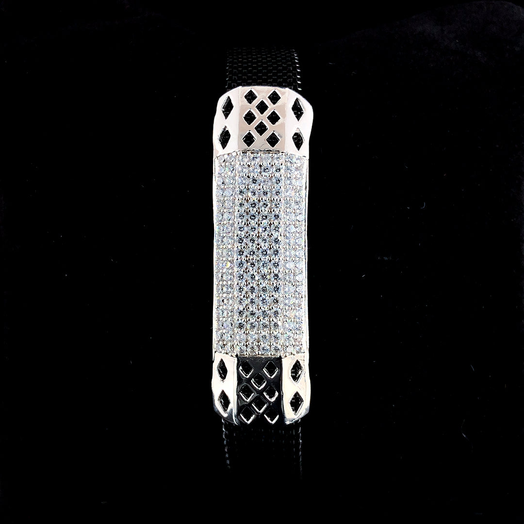 Handcrafted Elegance Silver Adjustable Bracelet for Men