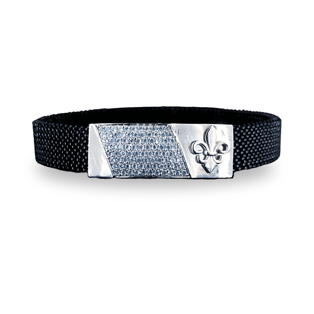 Luxurious Men's Silver Bracelet with Fleur-de-lis