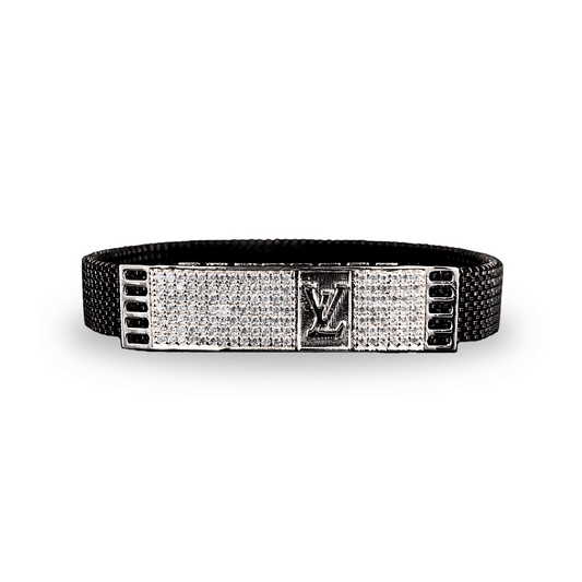 Louis Vuitton Inspired Luxury CZ Silver Bracelet for Men