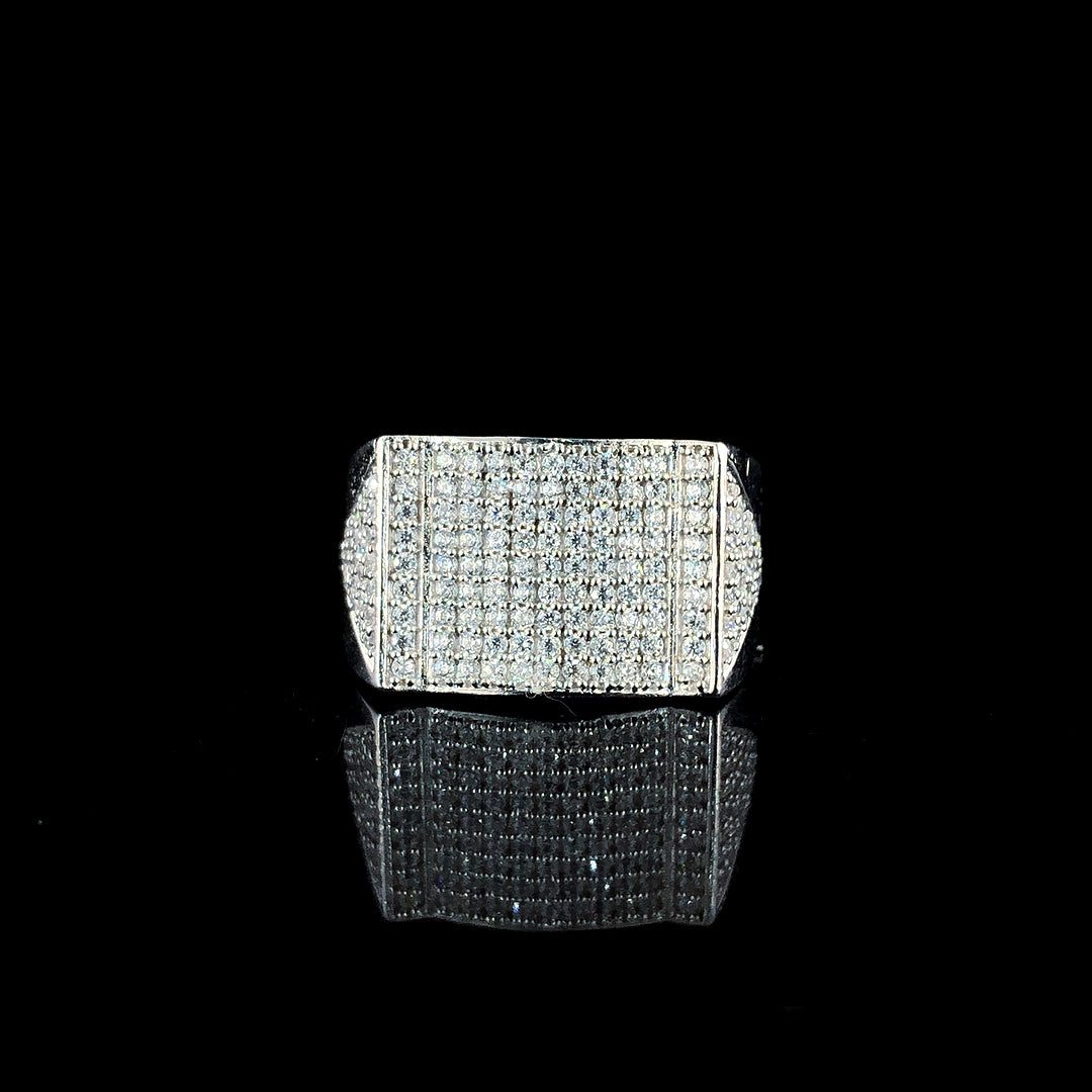 CZ Pavé Setting Square Shape Sterling Silver Ring