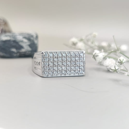 Diamond Grid Rectangle Ring
