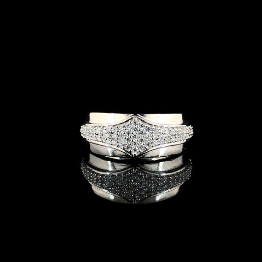 Refined Rhombus-Cut CZ Silver Ring