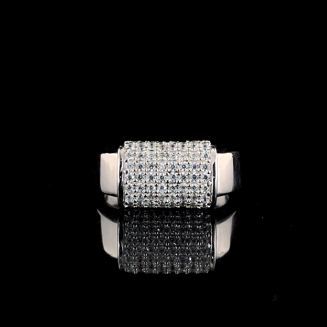 Luxurious Pavé Set Diamond Sparkle Silver Ring