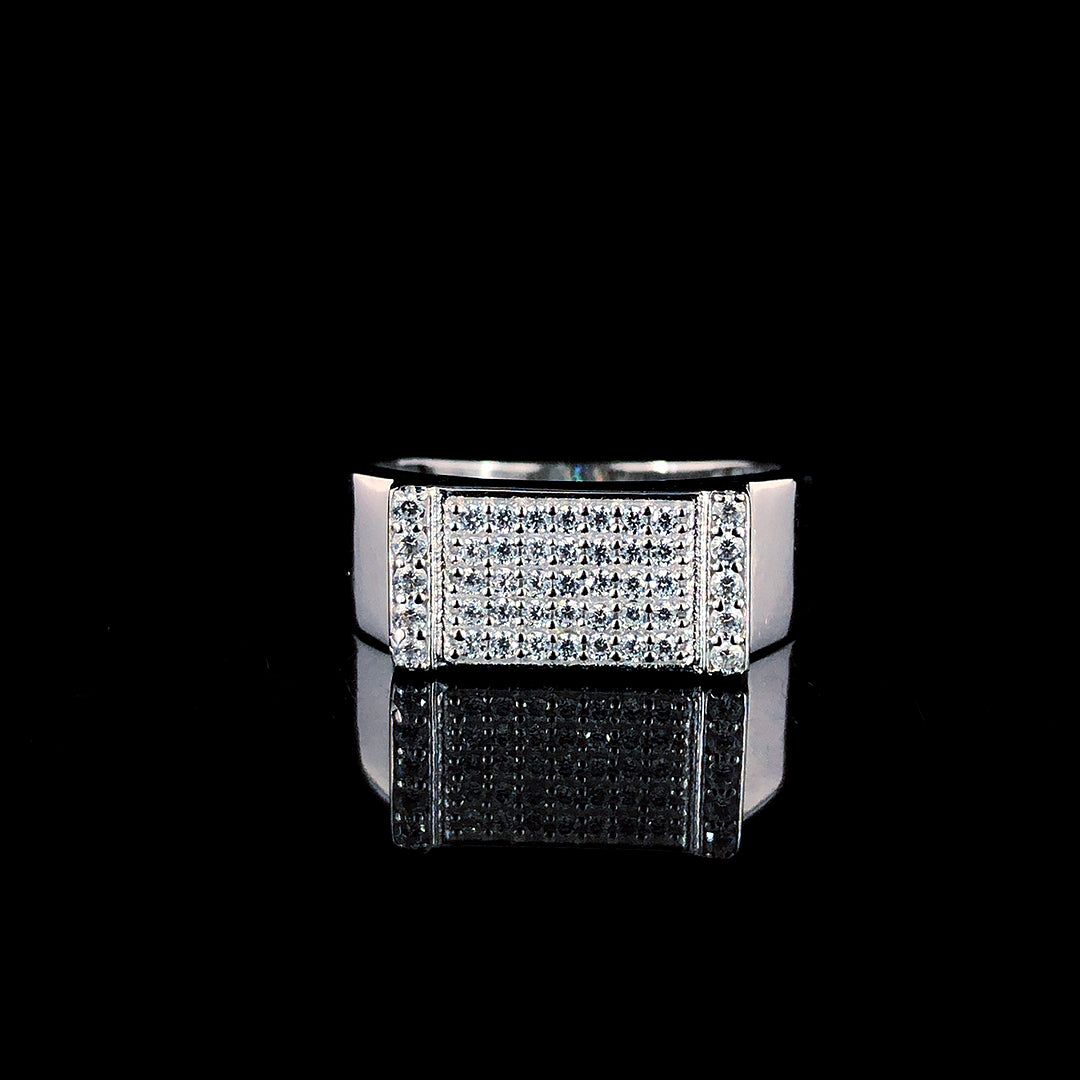 Iconic Finish CZ Square Shape Silver Ring