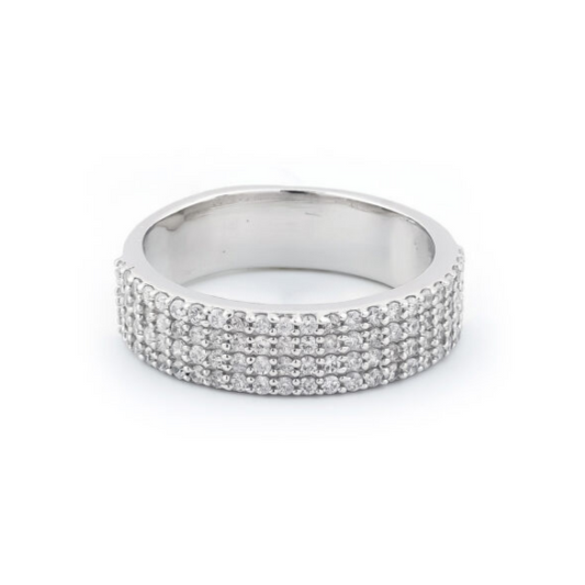 Elegant men's silver ring with circular motif design