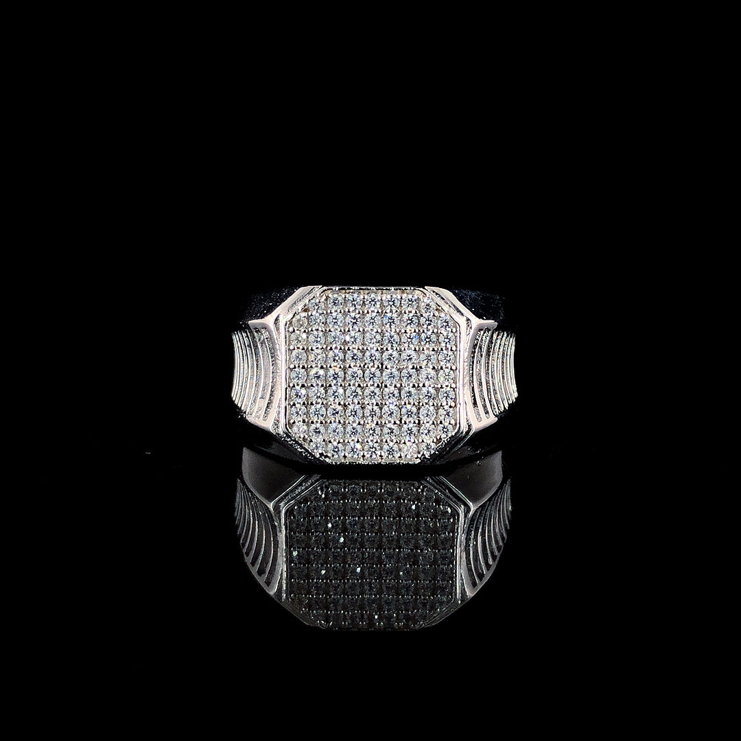 Charming Crosshatch Pattern Silver Ring