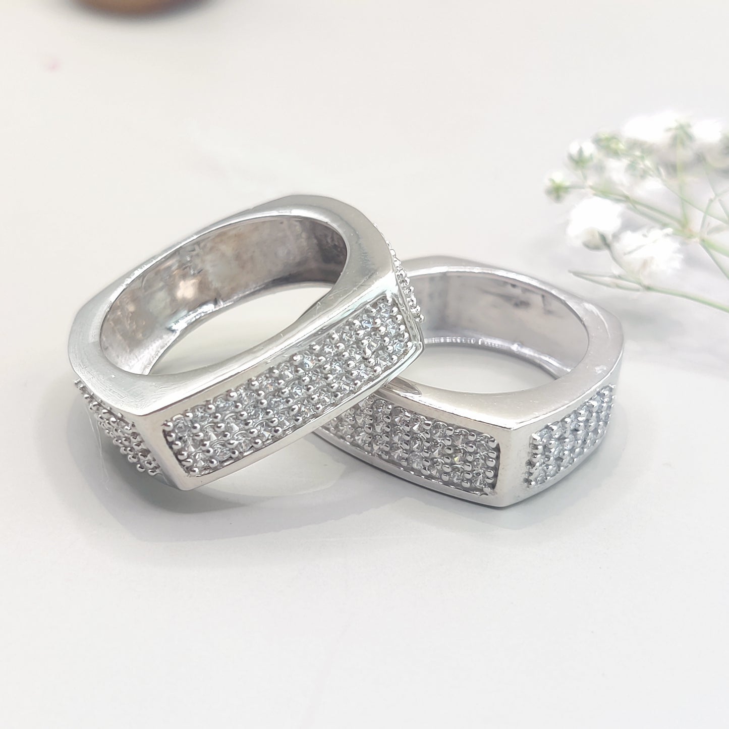 Refined Rectangular CZ Silver Ring