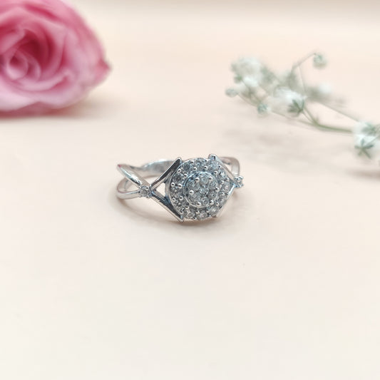 Triple Halo Brilliance Sterling Silver Ring