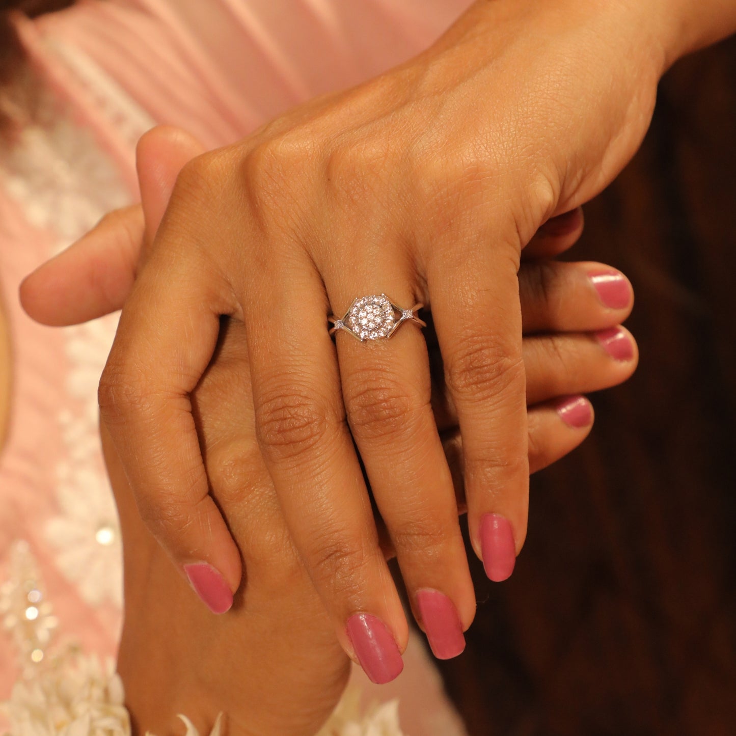 Triple Halo Brilliance Sterling Silver Ring