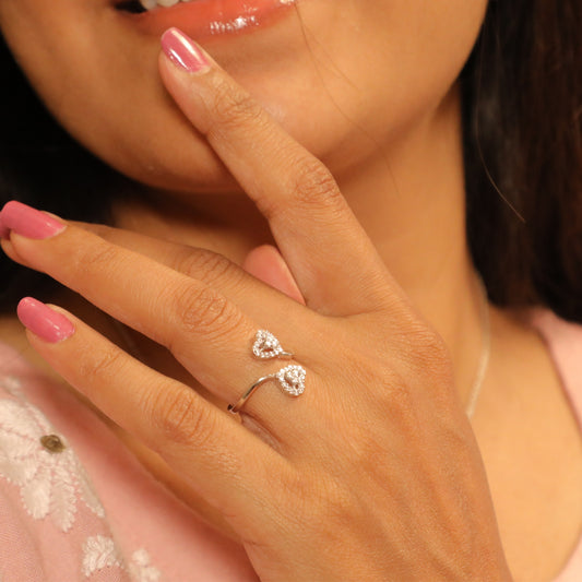 Heartfelt Elegance Love-Crafted Silver Ring