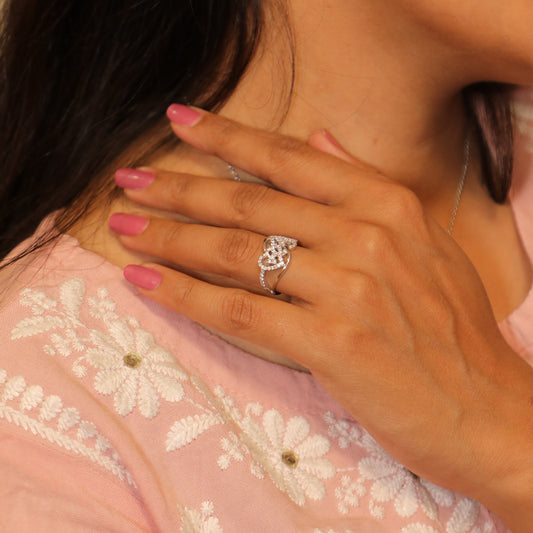 Eternal Love Heart-Linked Silver Ring