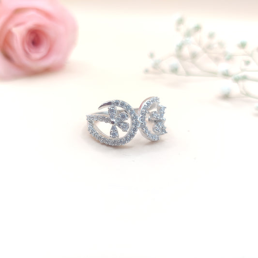 Sparkling Weave Zircon Silver Ring