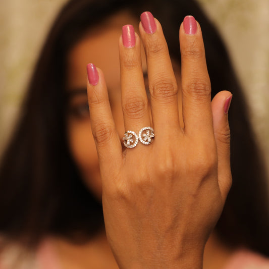 Sparkling Weave Zircon Silver Ring