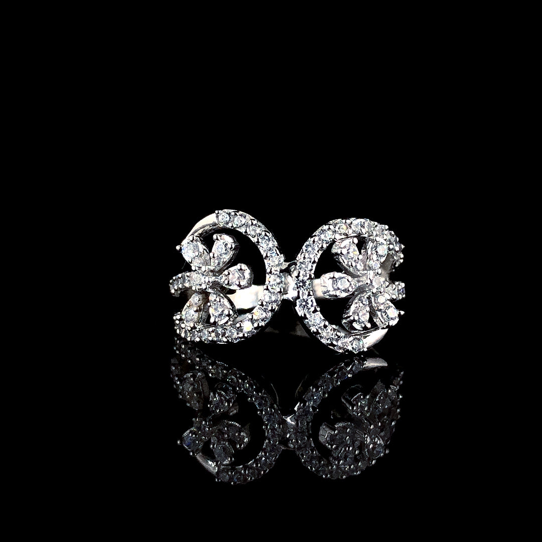 Sparkling Weave Zircon Silver Ring