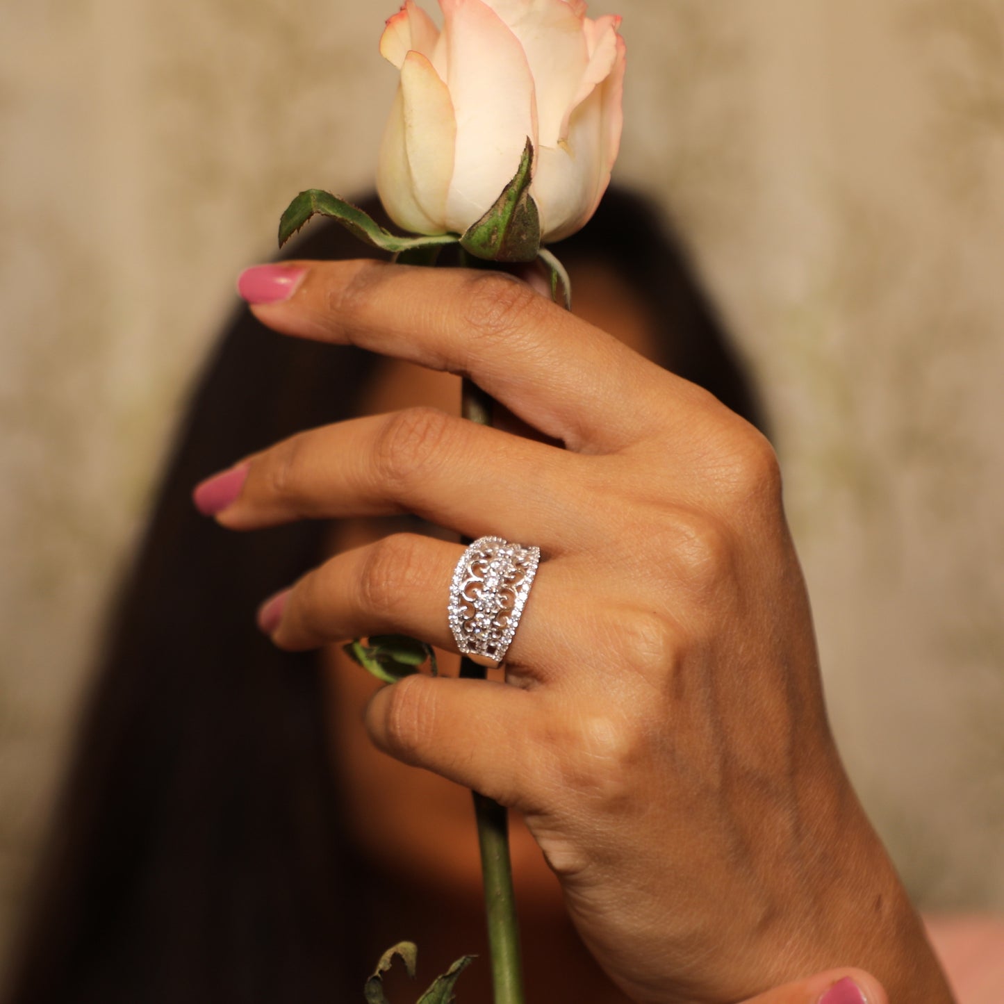 Orchid Blossom Luxury Silver Ring