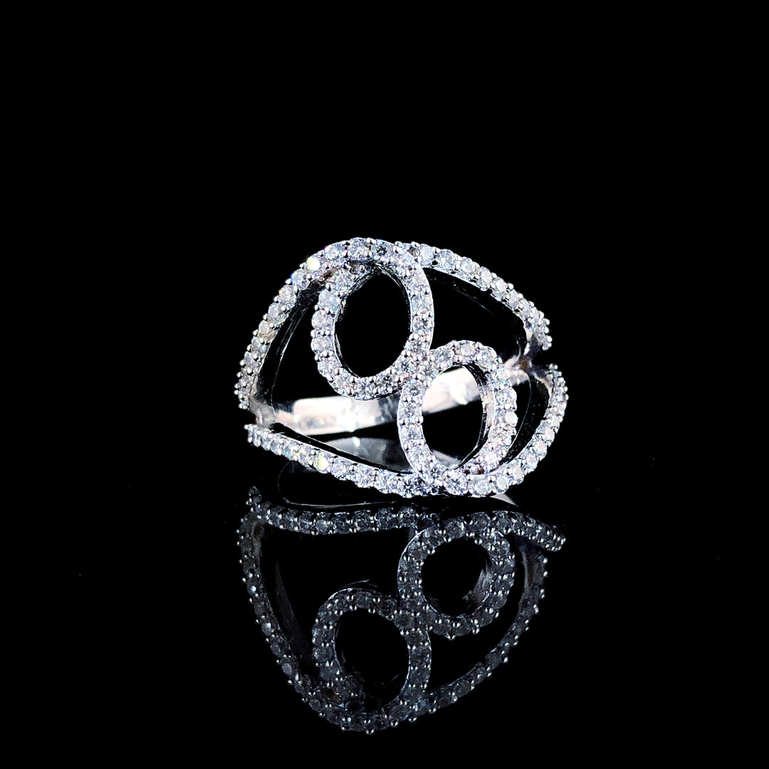 Sparkling Swirl CZ Silver Ring