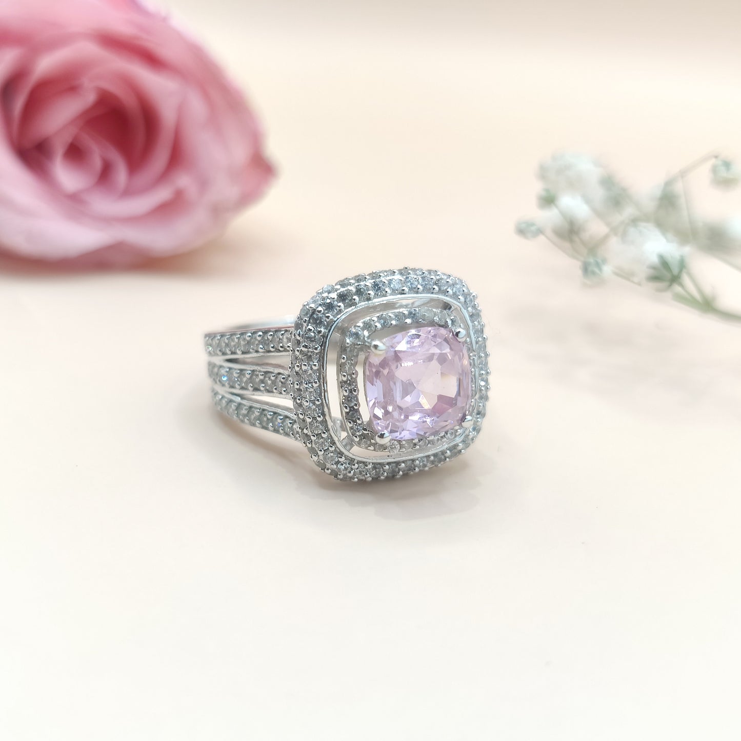 Shimmering Halo Cupid Silver Ring