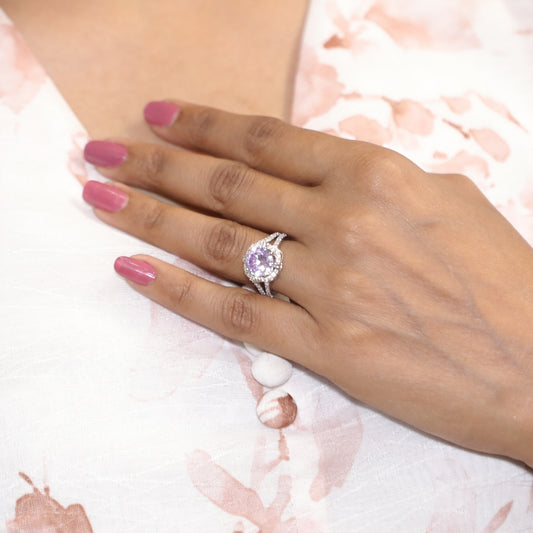 Radiant Halo Centerpiece Silver Ring