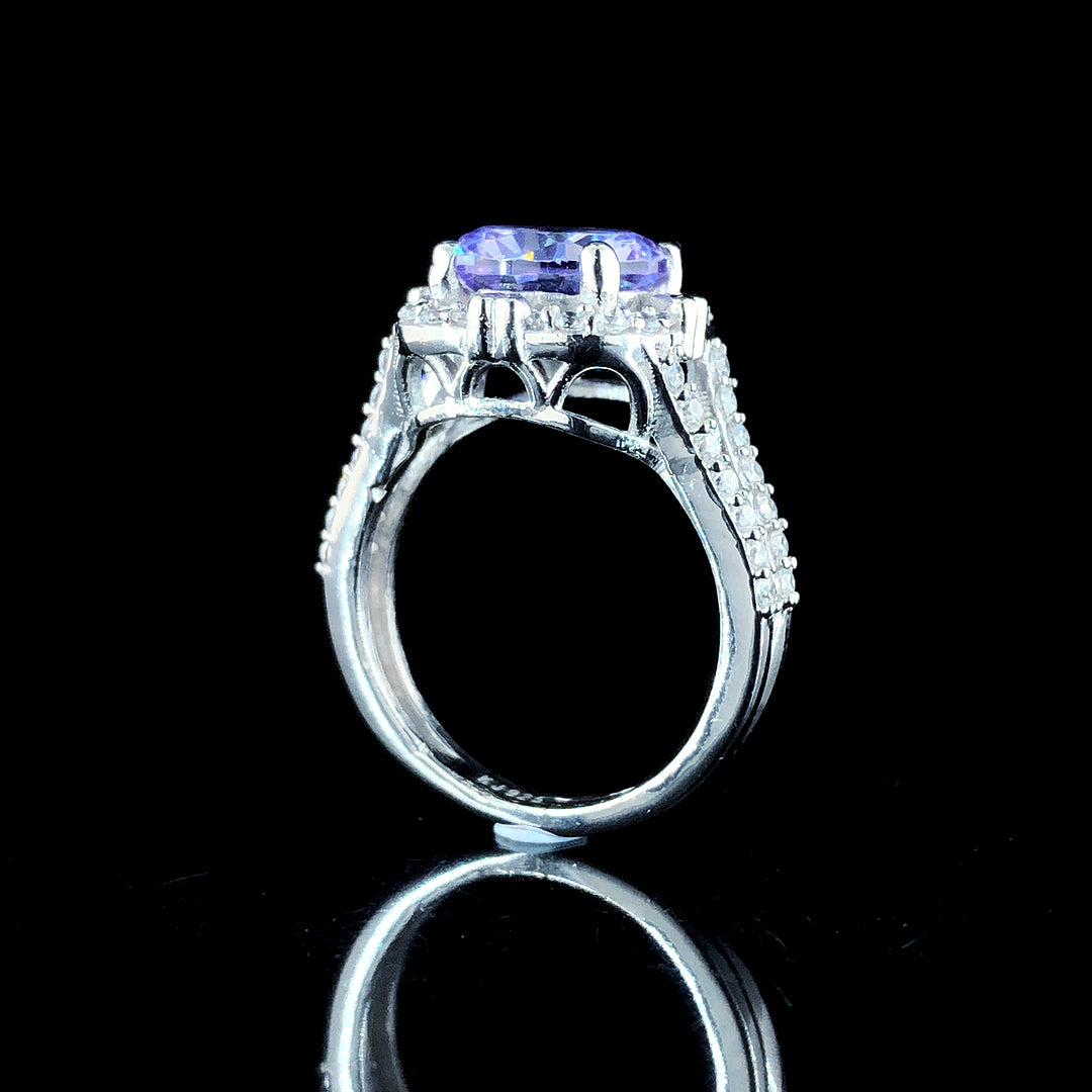 Radiant Halo Centerpiece Silver Ring