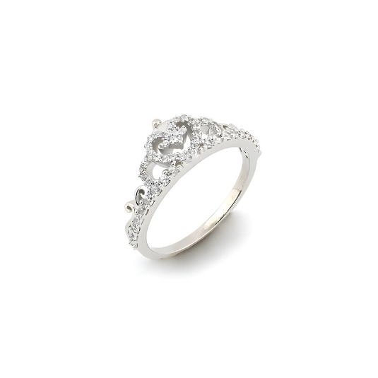 Princess Perfection Crescent Silver Ring for Women - Elegant Crescent Design in Sterling Silver