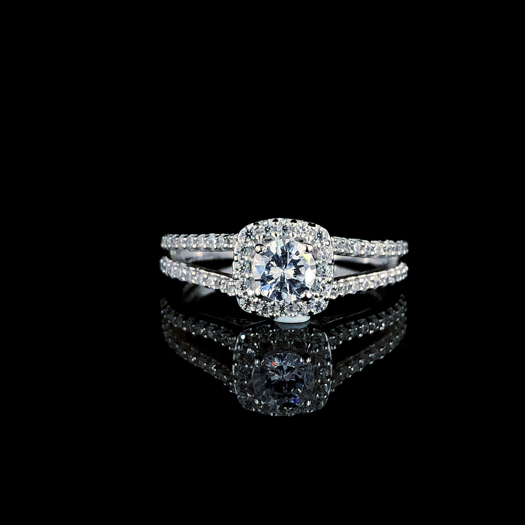 Majestic Brilliance Halo Silver Ring