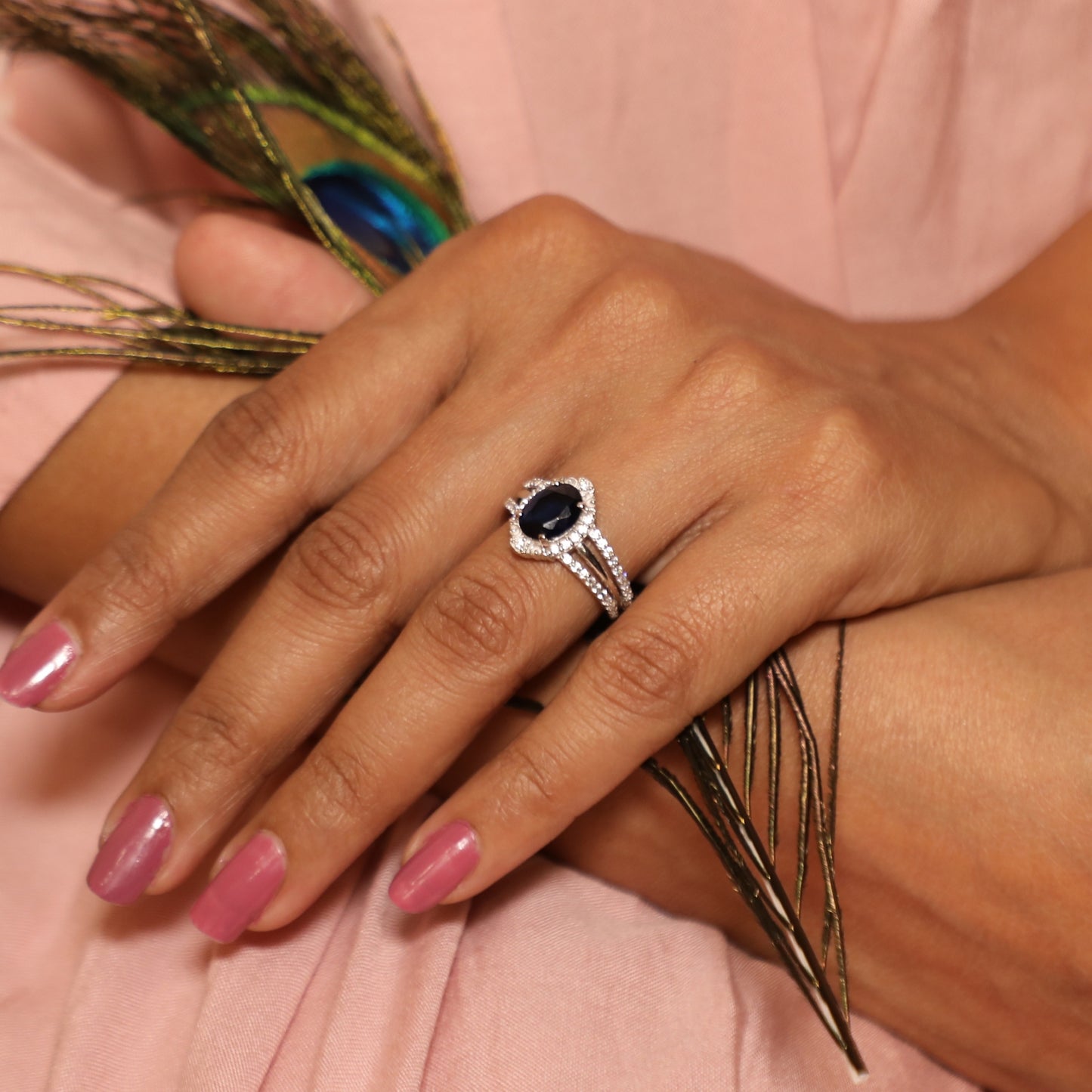 Celestial Aura Oval Silver Ring