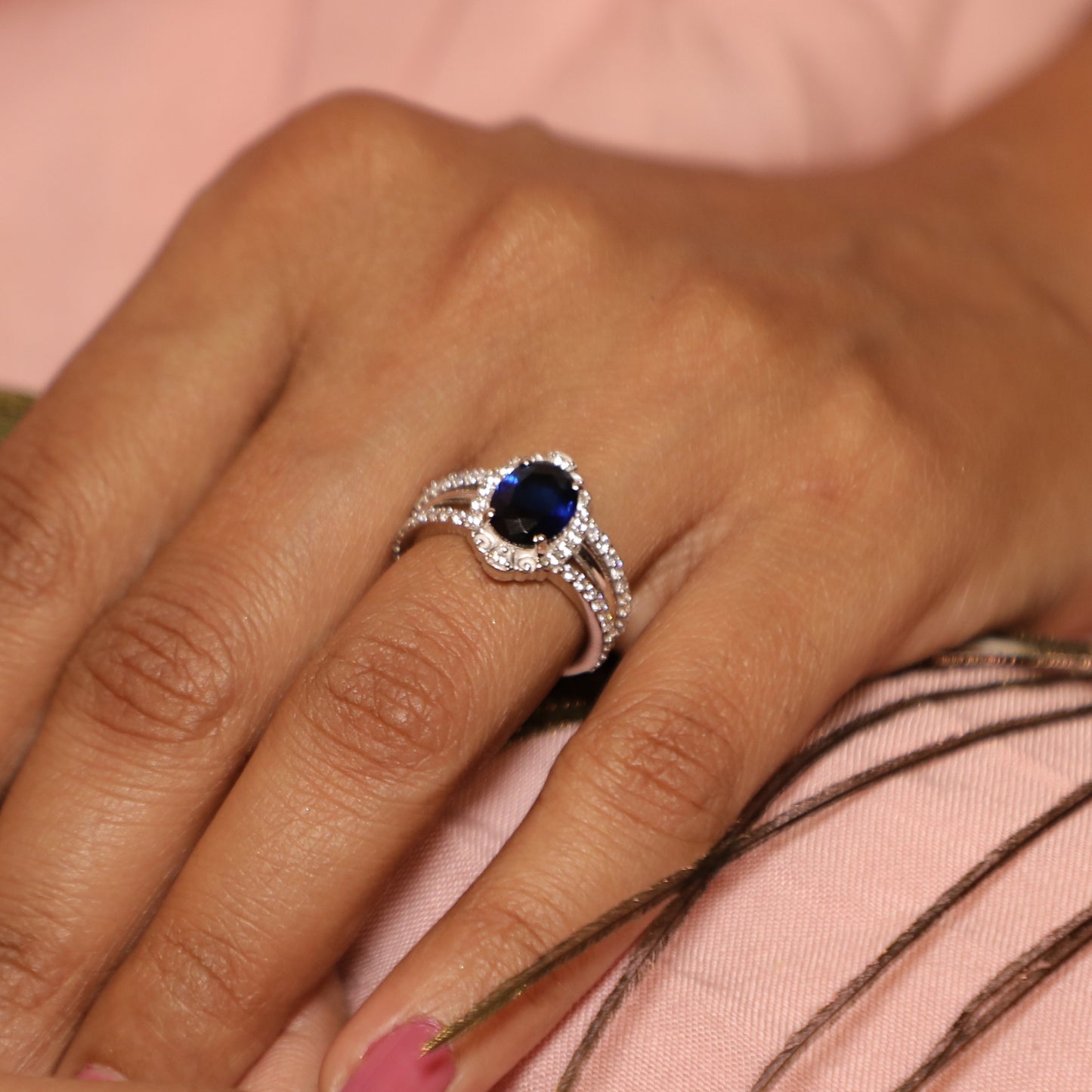 Celestial Aura Oval Silver Ring