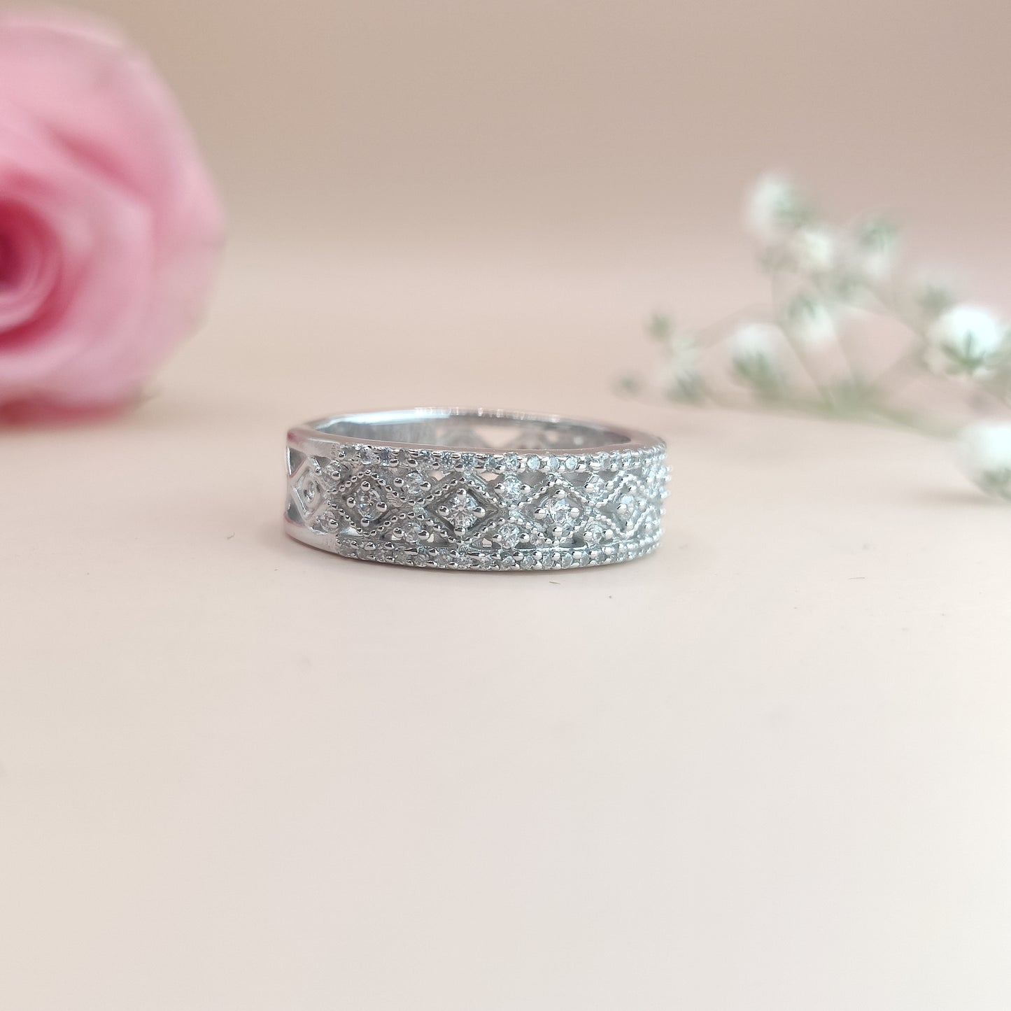 Sapphire Silver Band Ring - Elegance Redefined