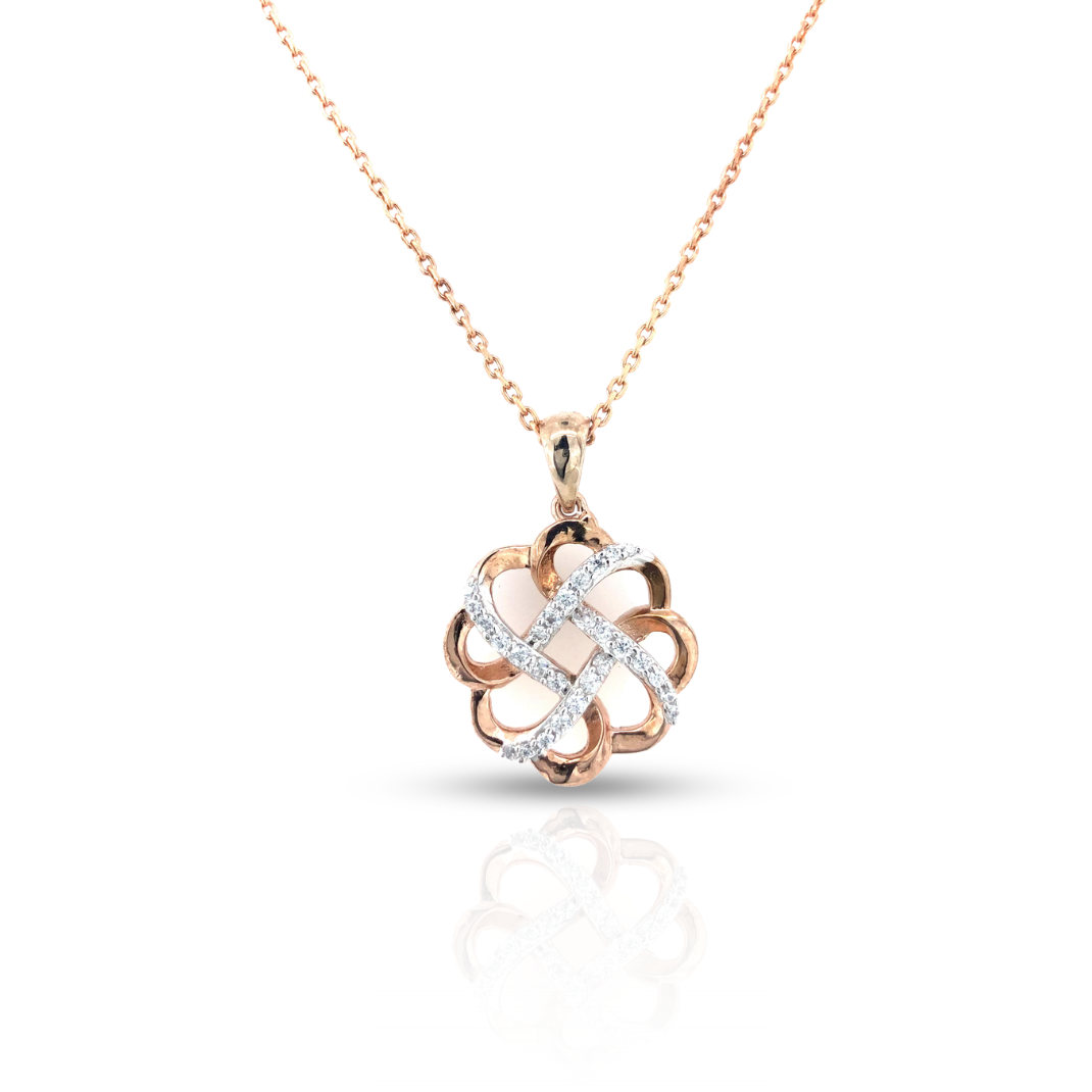 Elegant CZ Encrusted Clover Knot Silver Pendant for Women – Sparkling Clover Knot Jewelry