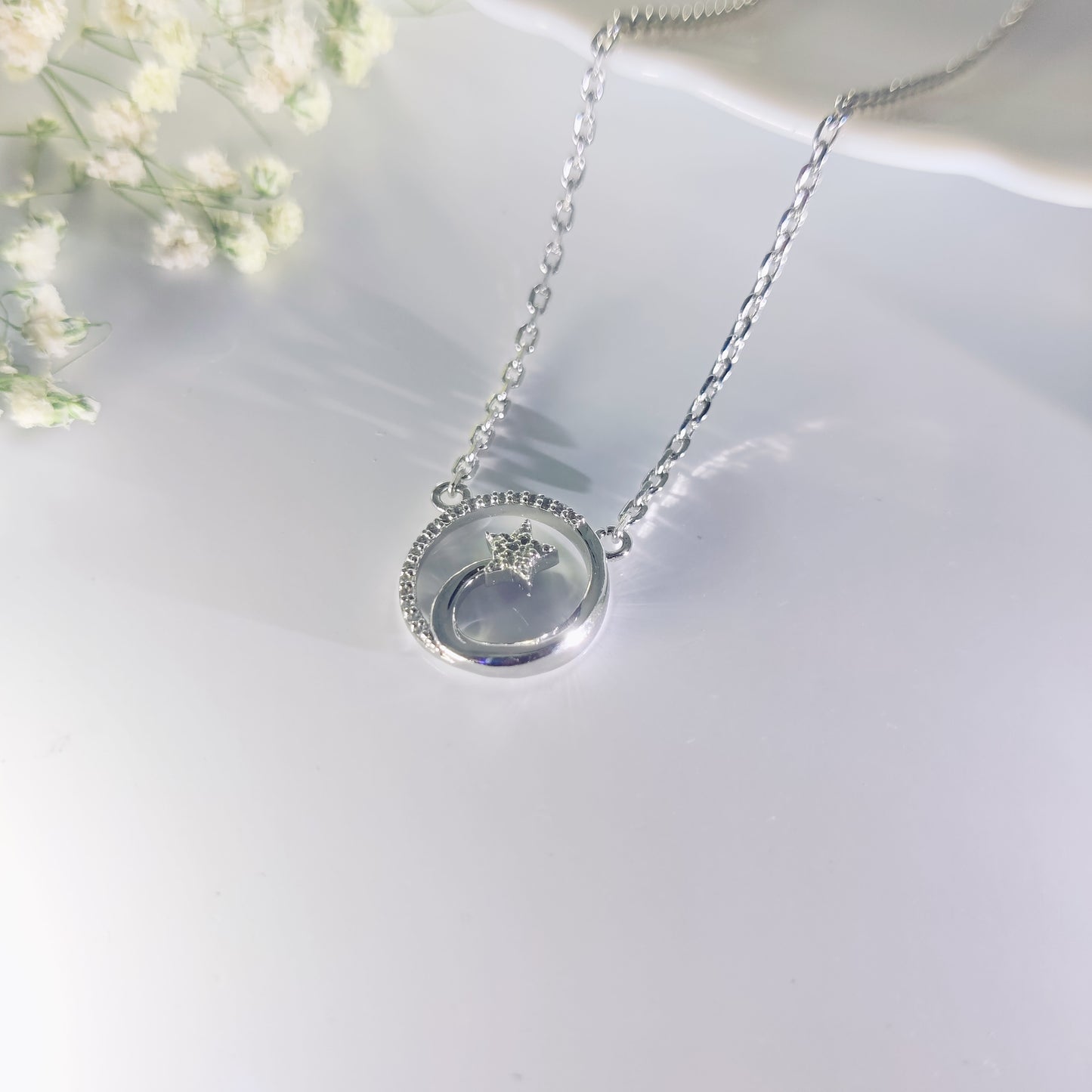 Starlit Glow Silver Pendant