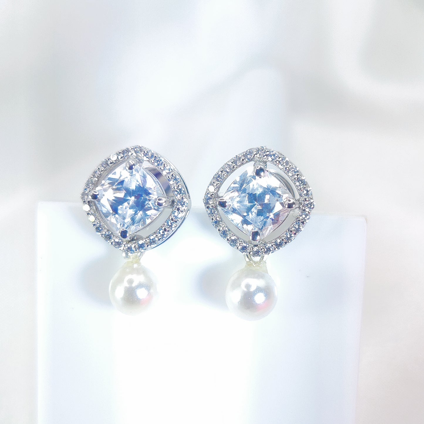 Lustre Pearl Halo Stud Earrings
