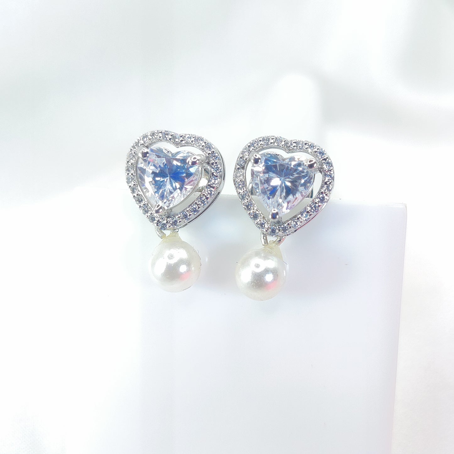Luminous Heart Stud Earrings