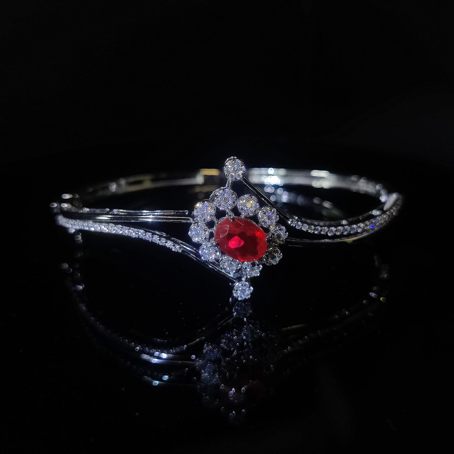 Radiant Ruby Blossom Italian  Bracelet